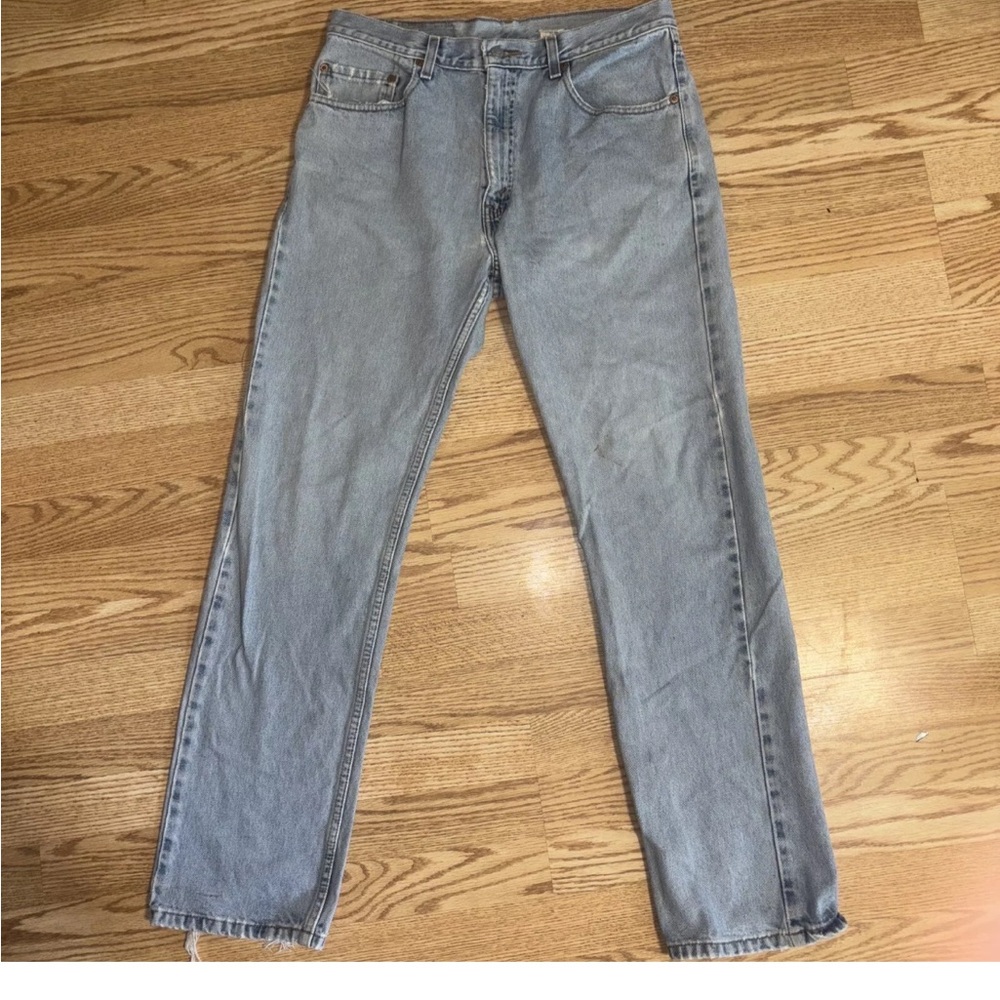 Vintage Levis Jeans Mens 34x32 Blue 505 Regular Fit Straight Leg Distressed Y2K